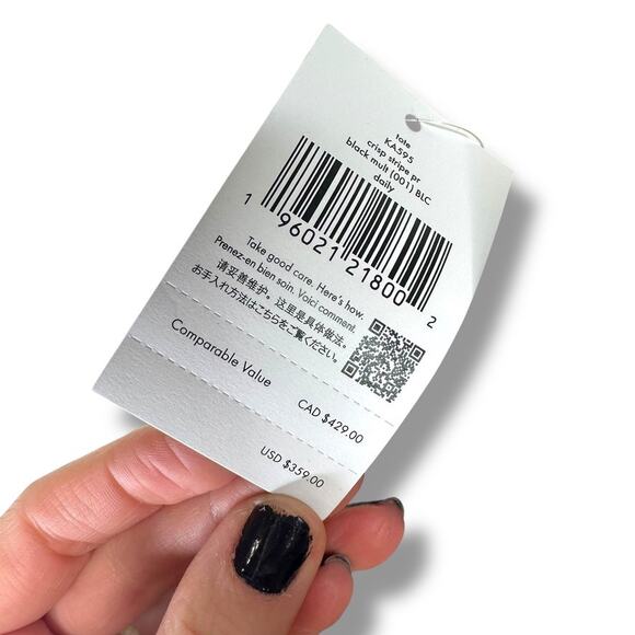 Kate Spade New York Black Multi Crisp Stripe Saffiano Daily Shoulder Tote Bag - Picture 4 of 11